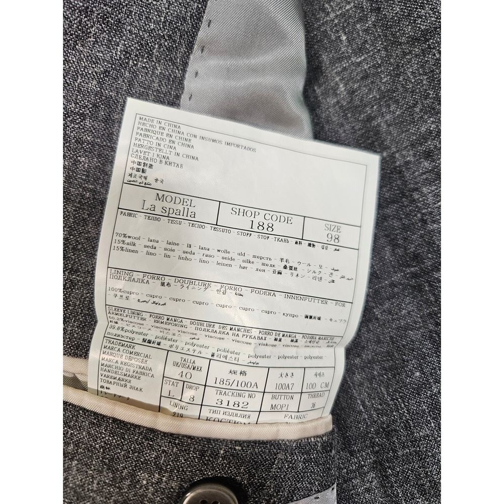 SuitSupply La Spalla Grey E. Thomas Wool Silk Linen Blazer Mens 40L / 98 - Picture 7 of 11